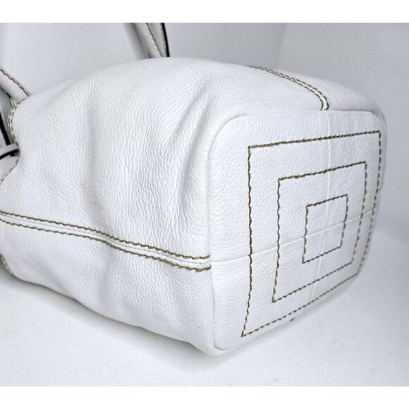 TIGNANELLO White Soft Pebble Leather Shoulder Bag Handbag Multi-pocket - Picture 9 of 14
